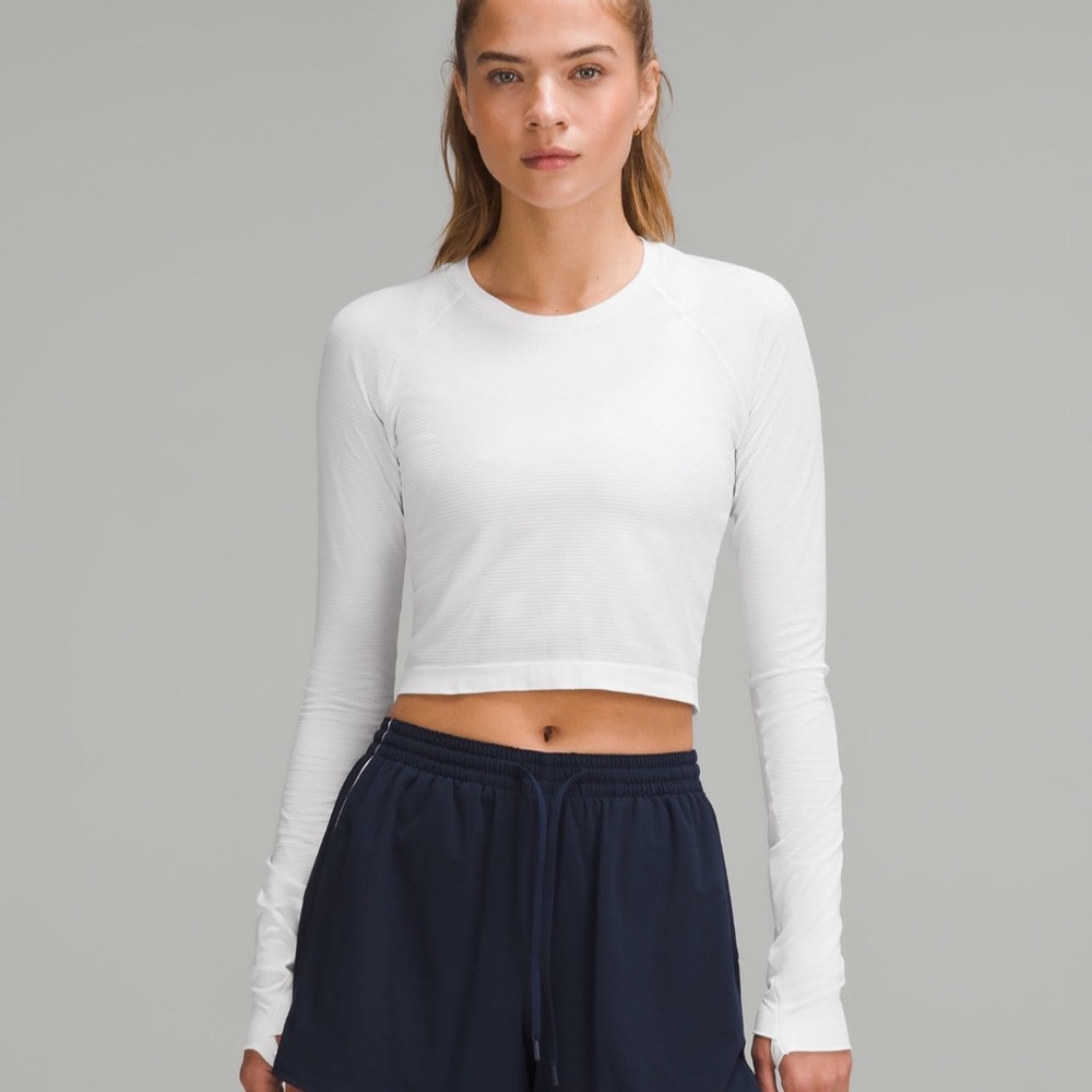 Lululemon Swiftly Tech Cropped Long Sleeve Women's White Long 2.0